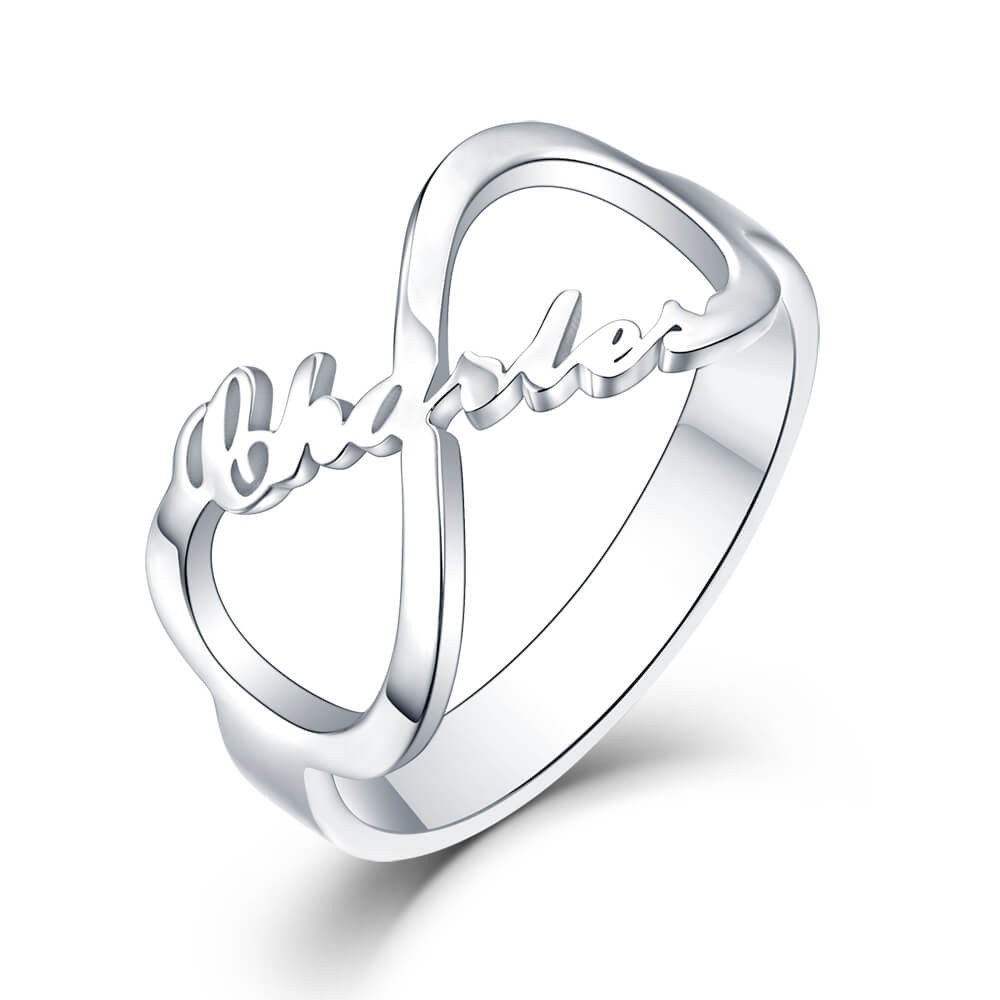 S925 Sterling Silver Personalised Carrie Style Infinity Name Ring