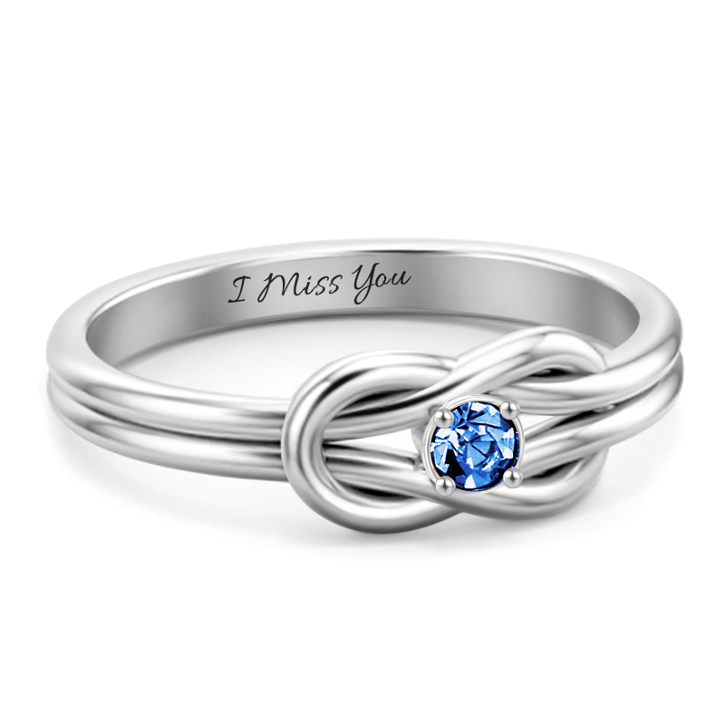 S925 Sterling Silver Personalised Twisted Promise Ring With Birthstone