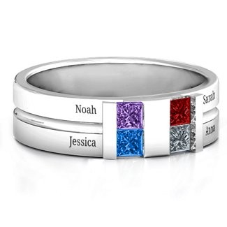 S925 Sterling Silver Custom Leonidas Grooved Birthstone Ring