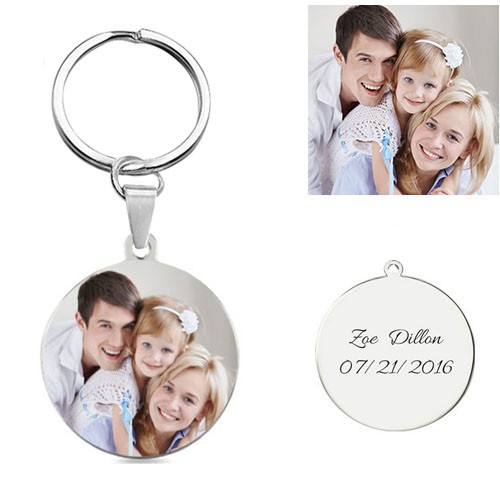 Customise Photo Keychain Titanium Steel Round-shaped