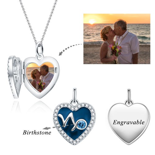 Capricornus - Personalised Heart Photo  Necklace