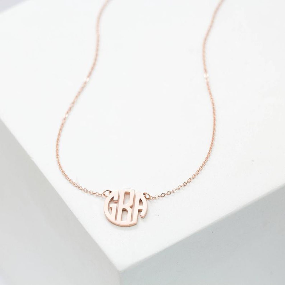 Dainty Monogram Necklace | Custom Block Monogram Initials Necklace | Personalised Name Jewelry