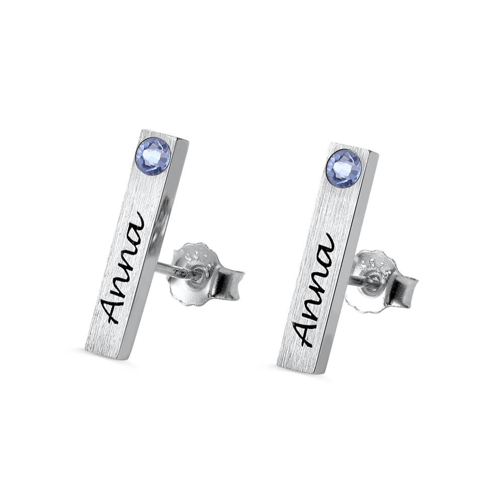 Personalised Bar Earrings with Birthstones