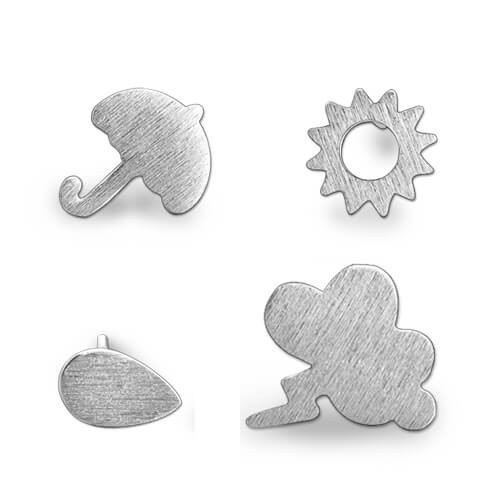 Weather Symbol Dainty Stud Earrings Sterling Silver