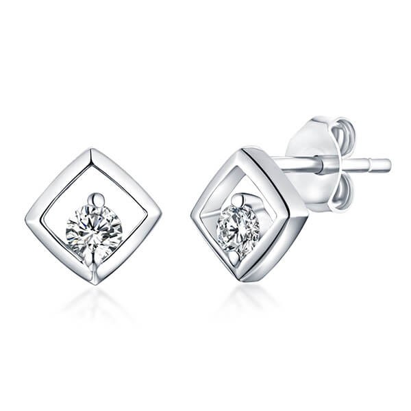 Personalised Gemstone Square Earrings In Sterling Silver