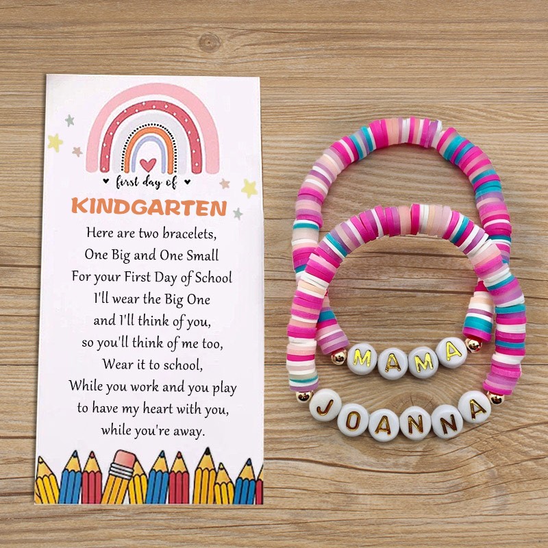 First Day of Kindergarten Mummy and Me Matching Bracelet Back to School Gifts