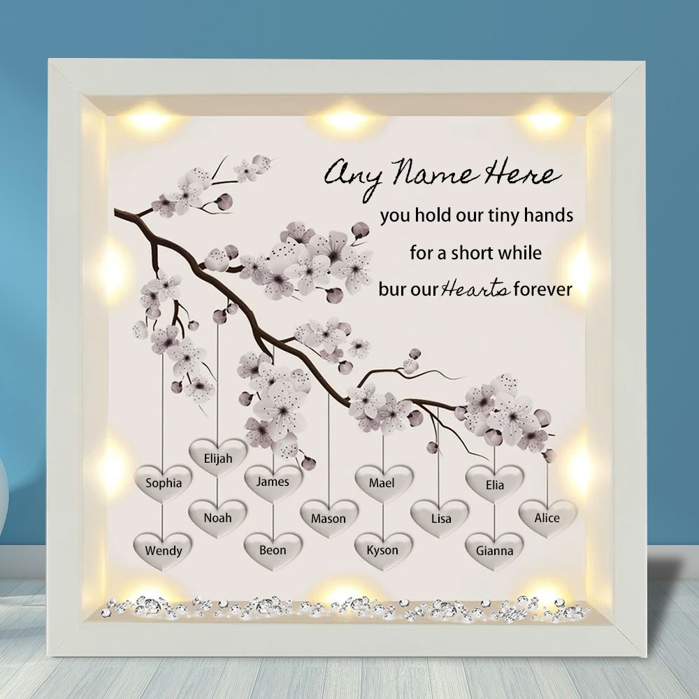 Personalised Light Up Family Tree Box Frame with 1-25 Names Mother's Day Gift For Grandma, Mum