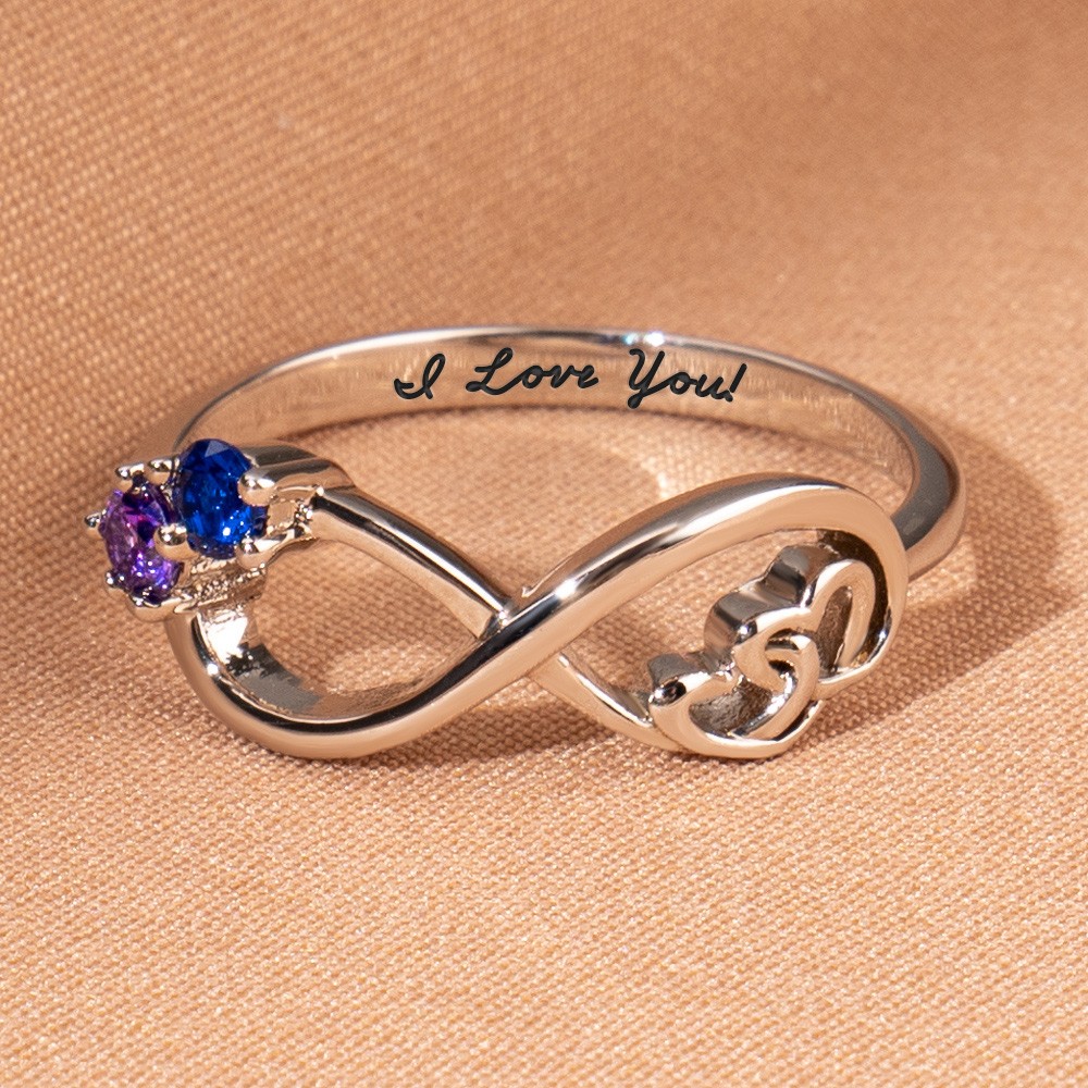 S925 Sterling Silver Personalised Birthstone Promise Ring For Couples Love Meaningful Valentine's Day Gift For Her