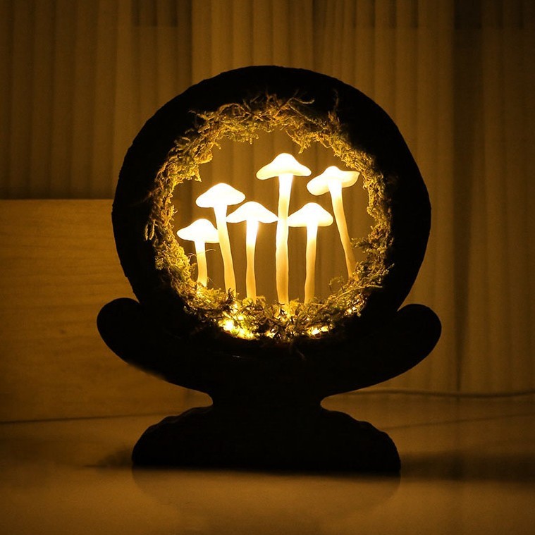 Retro Log Cute Mushroom Lamp Ornament for Wife Valentine's Day Gift for Her