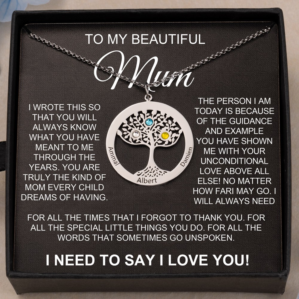 Personalised To My Mum Family Tree Names Necklace With Birthstones Birthday Anniversary Gifts For Mum Famliy Gift Ideas