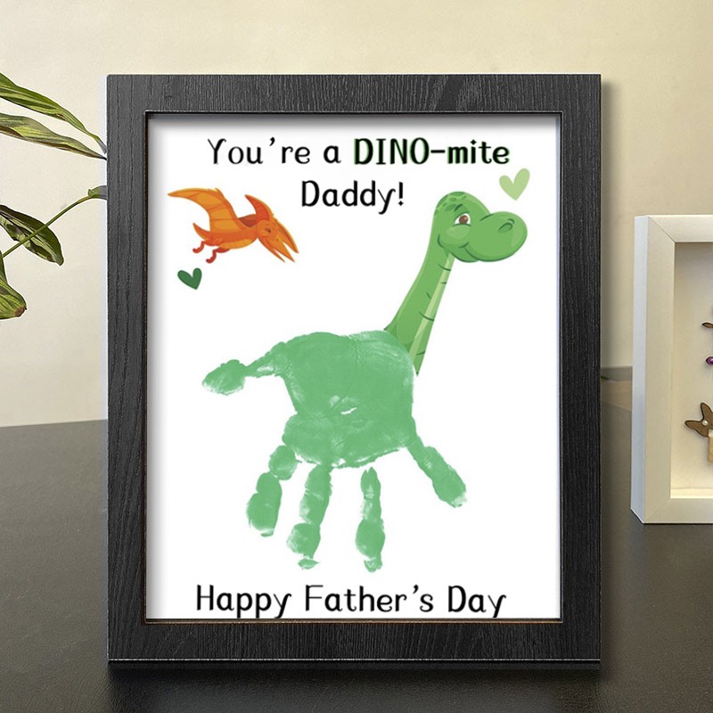 Personalised DIY Dinosaur Dad Handprint Art Framed Father's Day Gift