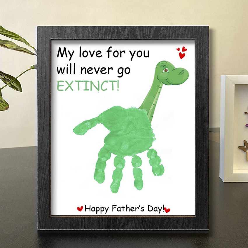 Personalised DIY Dinosaur Dad Handprint Art Framed Father's Day Gift