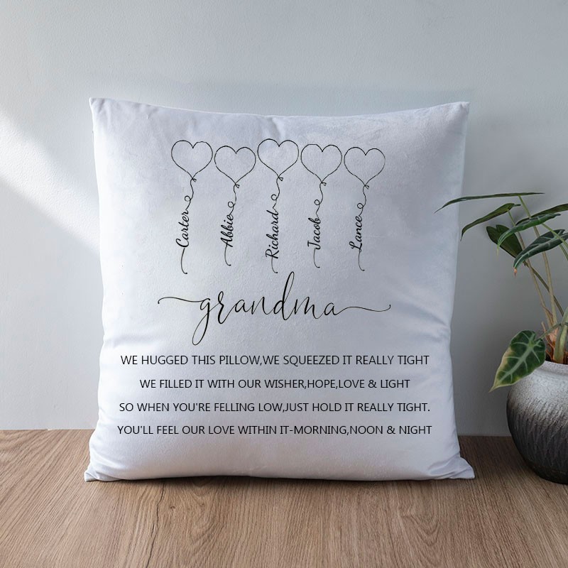 Personalised Engraving 1-20 Kids Names Family Pillow Mother's Day Gift