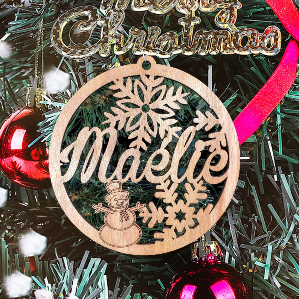 Personalised Wooden Name Snowflakes Christmas Tree Ornament