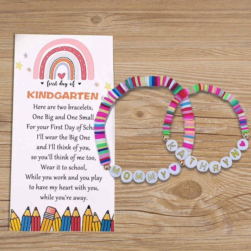 First Day of Kindergarten Mummy and Me Matching Bracelet Back to School Gifts