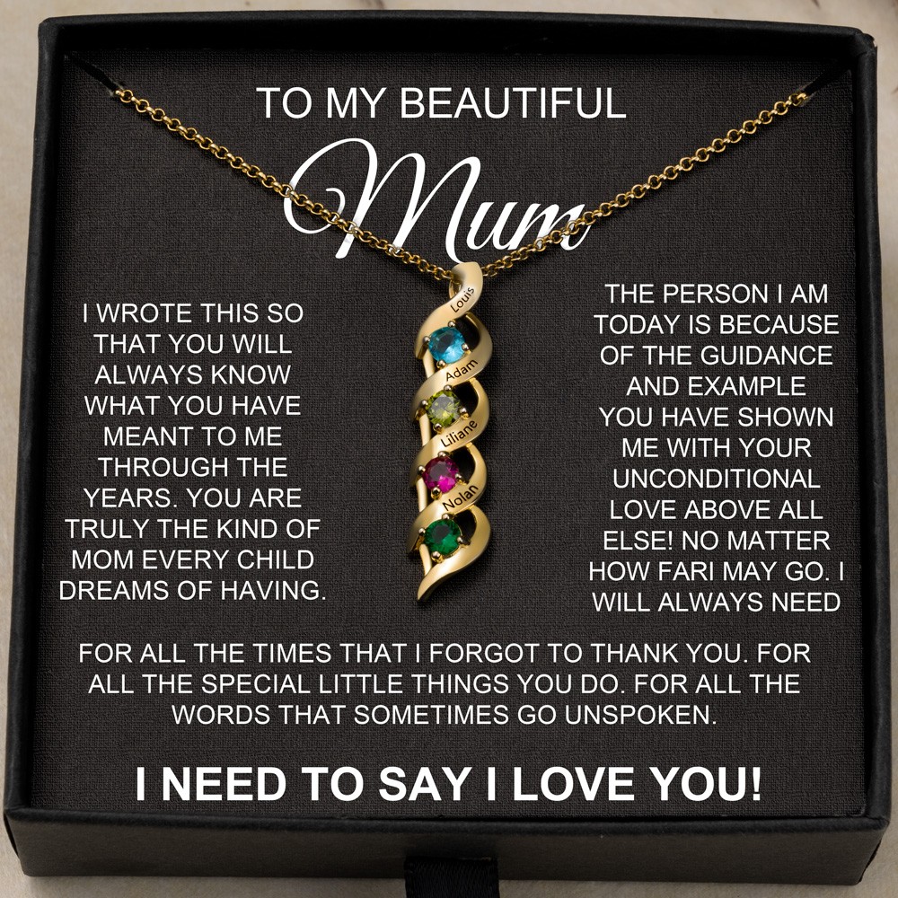 Personalised To My Mum Names Birthstones Necklace Love Anniversary Birthday Gift Ideas For Grandma Mum New Mum Her