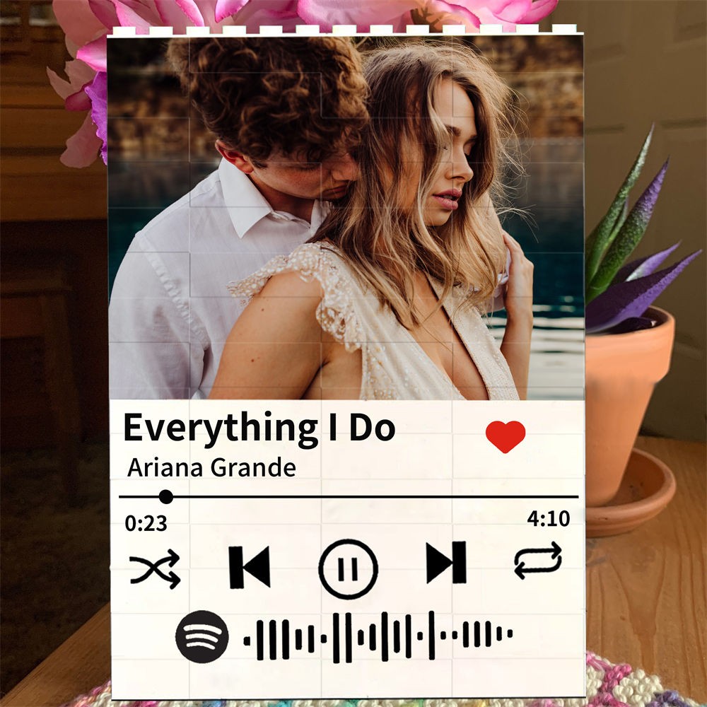 Personalised Spotify Song Photo Block Puzzle Memorial Gifts for Soulmate Valentine's Day Gift Ideas for Her Him