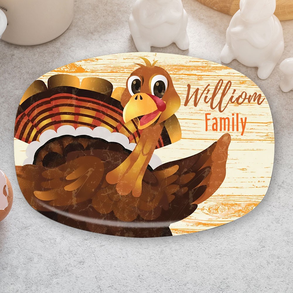 Personalised Blessed Family Thanksgiving Turkey Platter