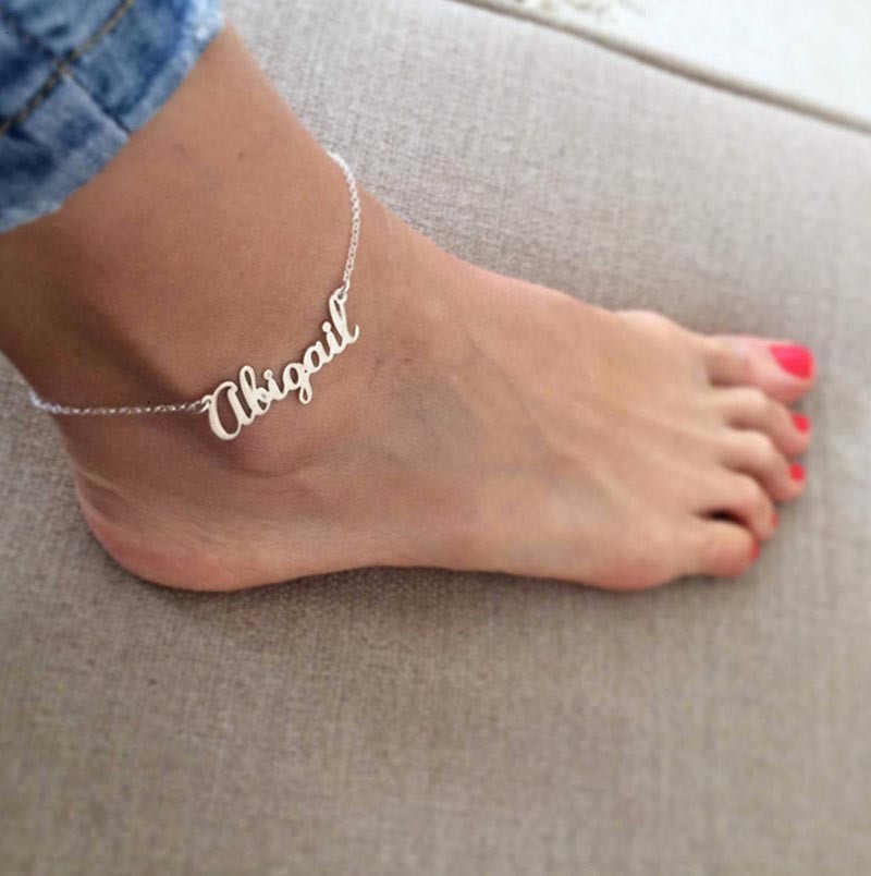 Custom Name Anklet Beach Jewelry Summer Nameplate Anklet Girlfriend Gift Bridesmaid Gift Gold