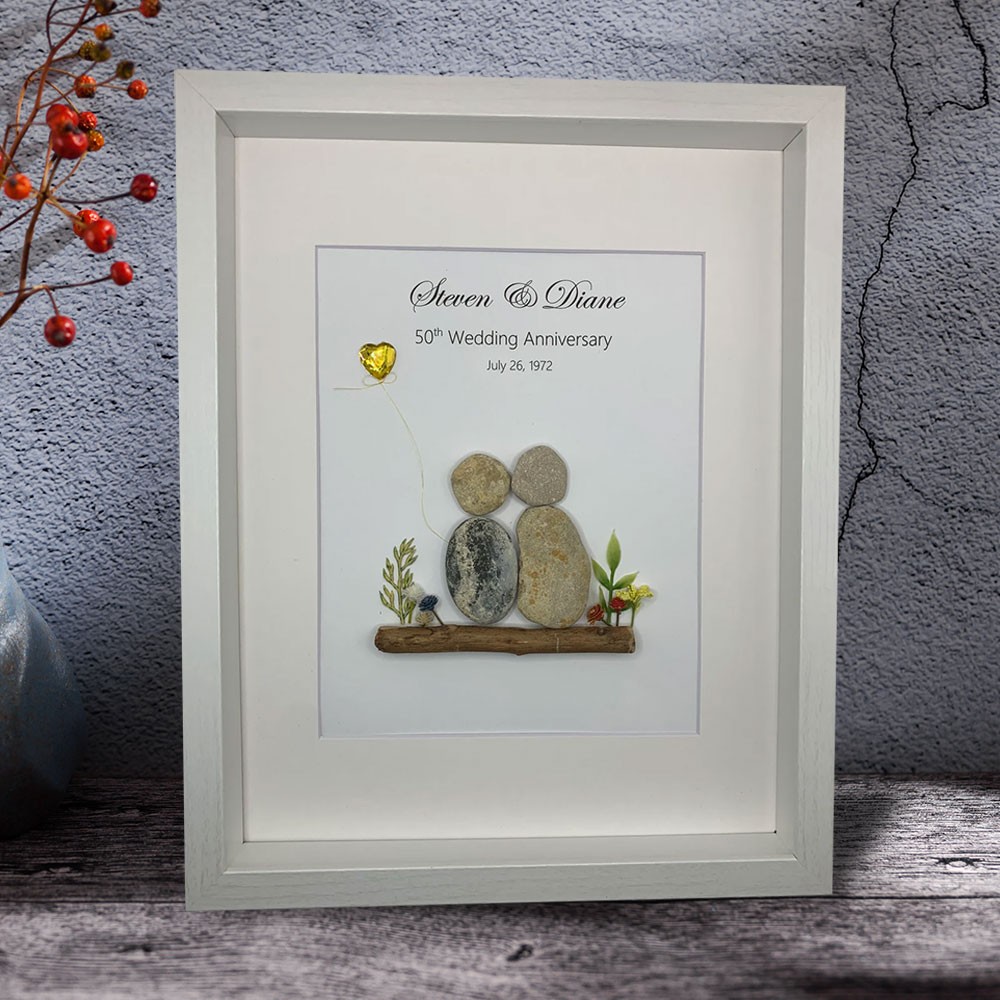 Personalised Wedding Anniversary Pebble Art Frame Anniversary Gift