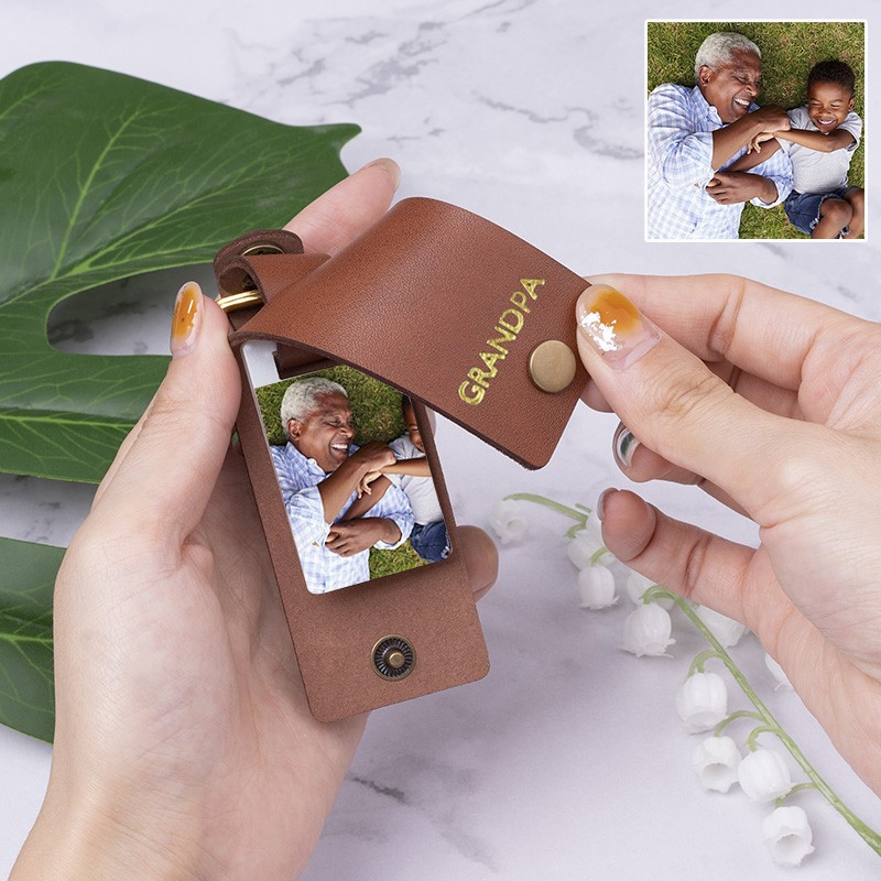 Personalised Leather Engraved Photo Keychain