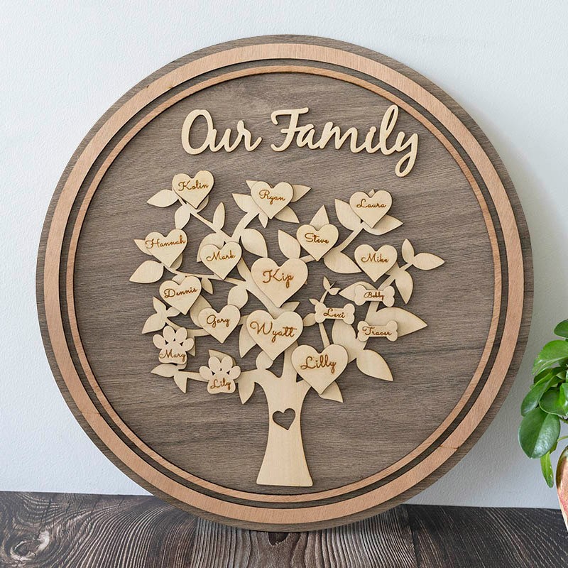 Personalised Family Tree Wall Art with 1-30 Grandkids Names Christmas Gifts