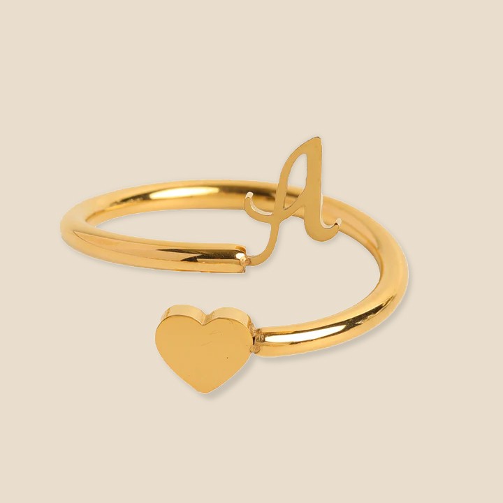 I'll Always Be With You Initial Heart Ring Birthday Christmas Gift for Granddaughter
