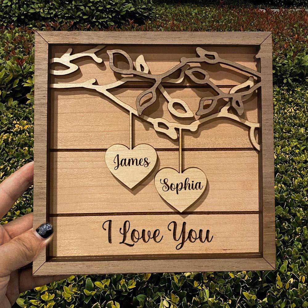 Personalised Family Tree Couples Wooden Sign Name Engravings Anniversary Gifts For Wife Her