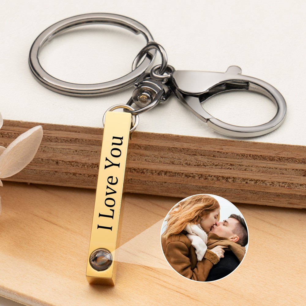 Personalised Photo Projection Keychain with Picture Inside Anniversary Gift Ideas for Her Him Men