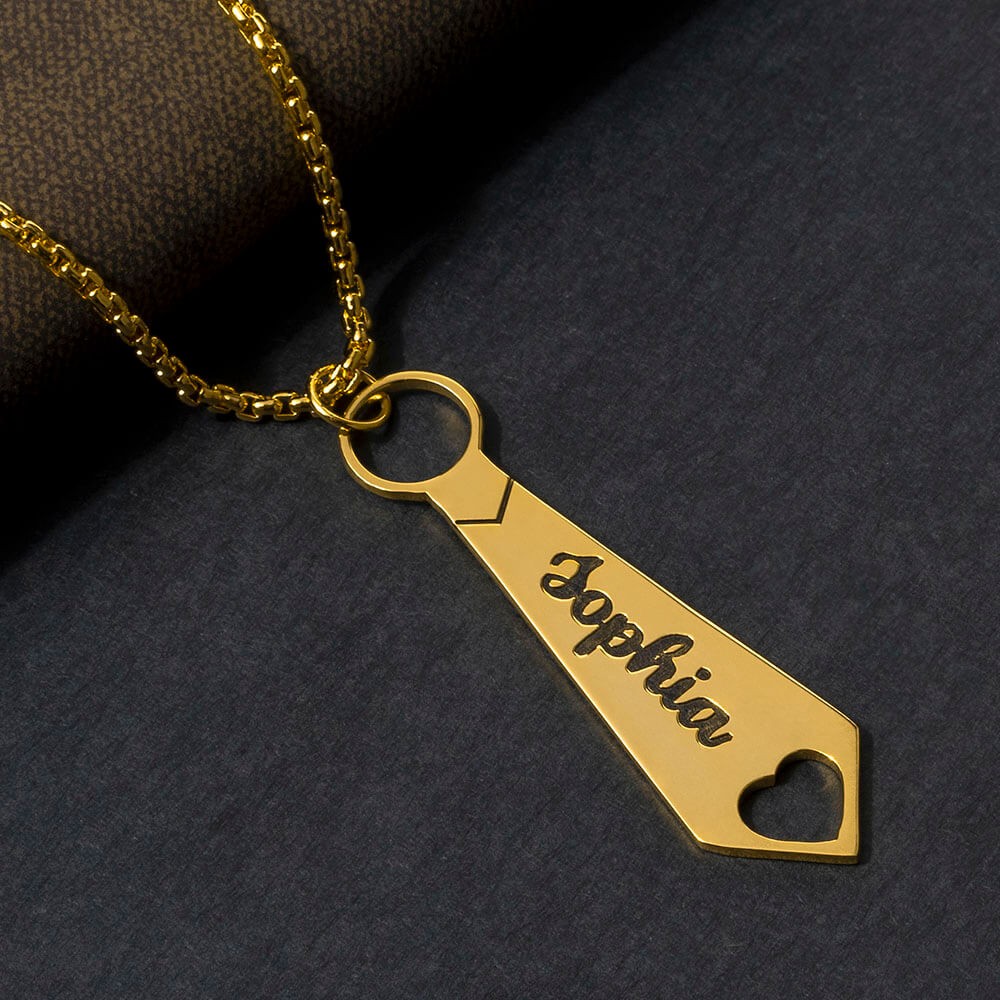 Personalised Tie Shaped Pendant Name Necklace