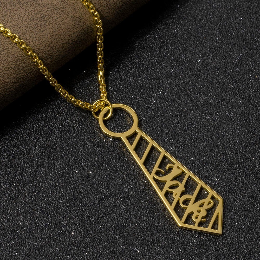 Personalised Tie Shaped Pendant Name Necklace