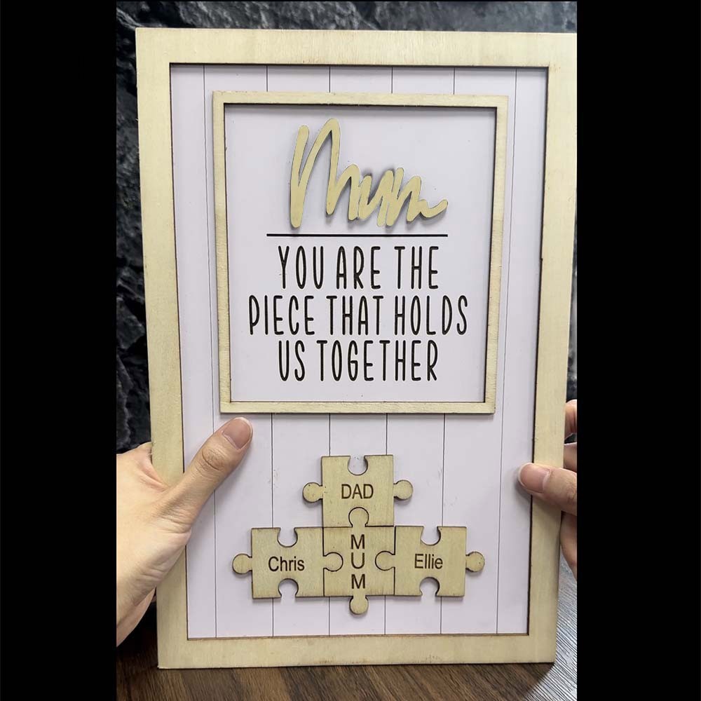Personalised Mum You Are the Piece that Holds Us Together 1-15 Puzzle Pieces Name Sign Mother's Day Gift