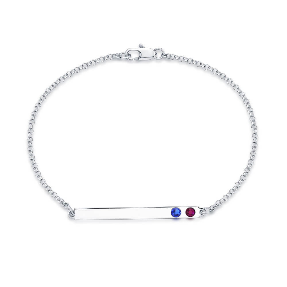 Personalised Birthstone Bar Bracelet with 2 Birthstone