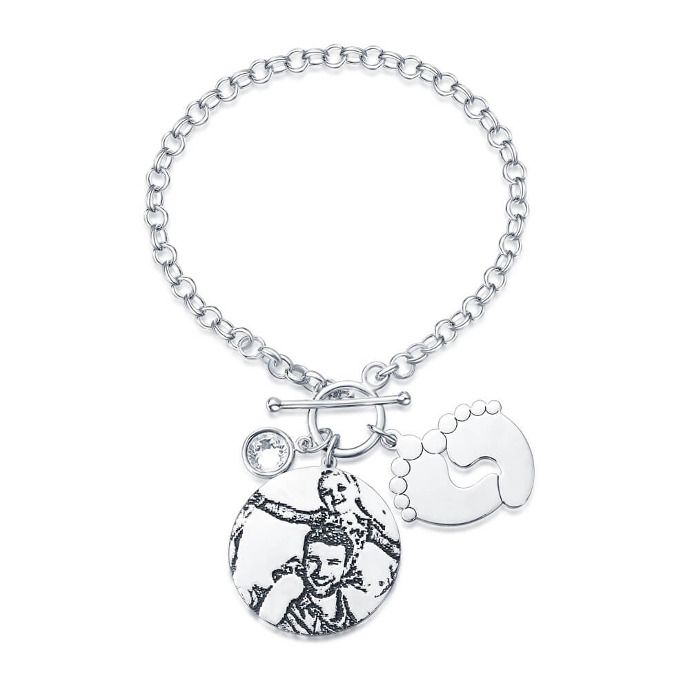 Personalised Photo Engraved Tag Bracelet with Engraving for Your Love