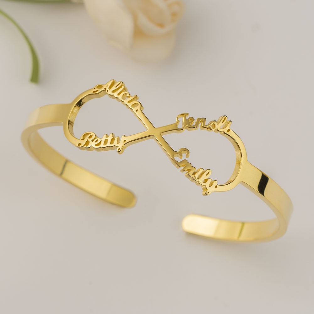 Personalised Infinity Name Bracelet Bangle With 1-6 Names