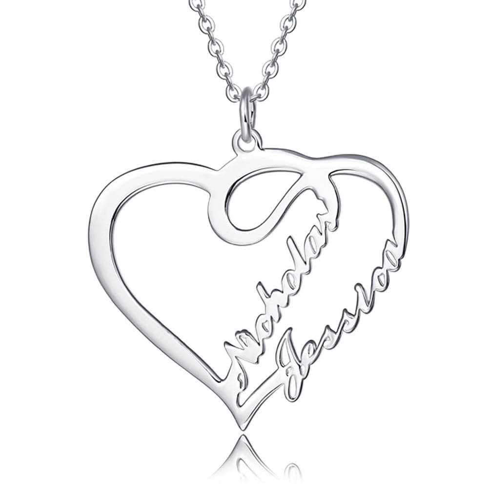 Personalised Heart Name Necklace for Couples