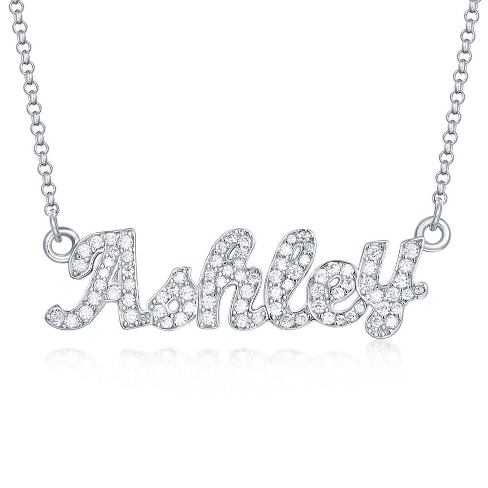 Personalised Zircon Name Necklace Customised Classic Name Necklace