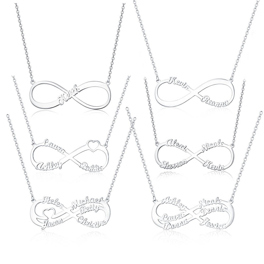 Personalised Infinity Name Necklace with 1-6 Names