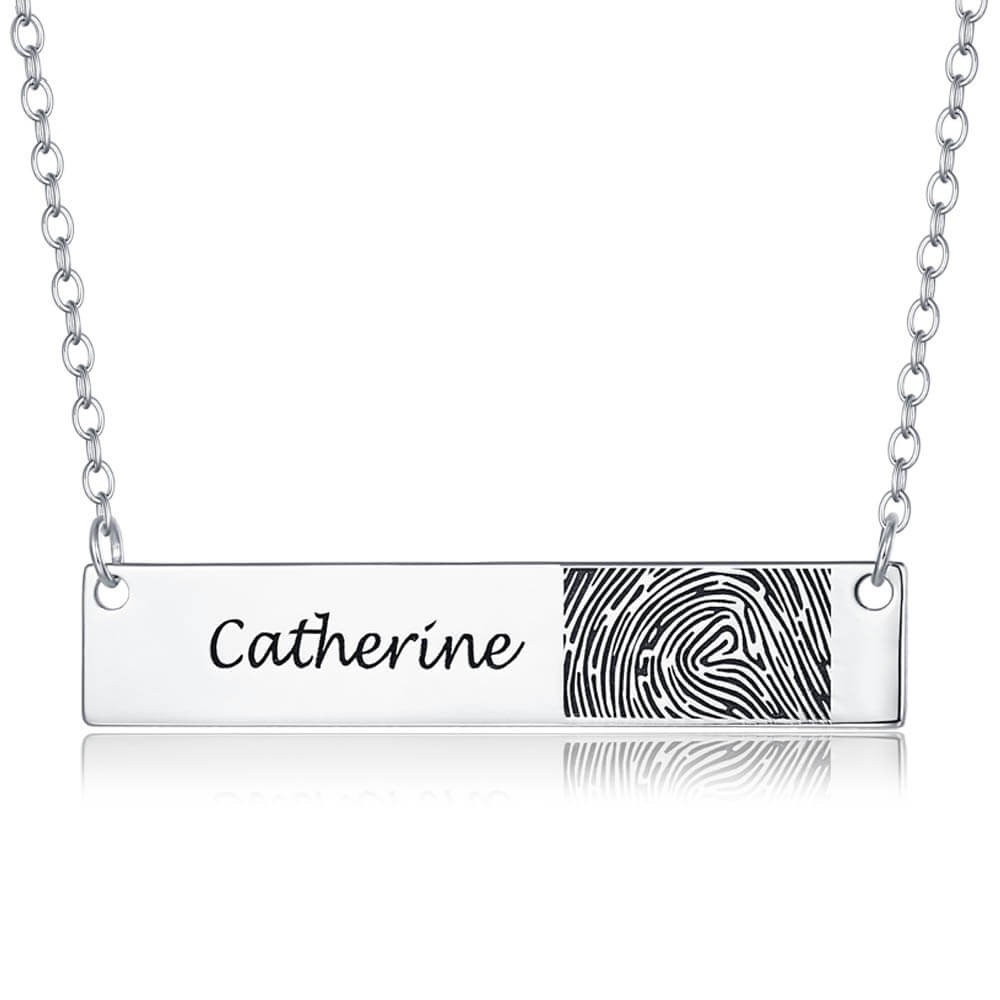 Personalise Fingerprint Bar Necklace