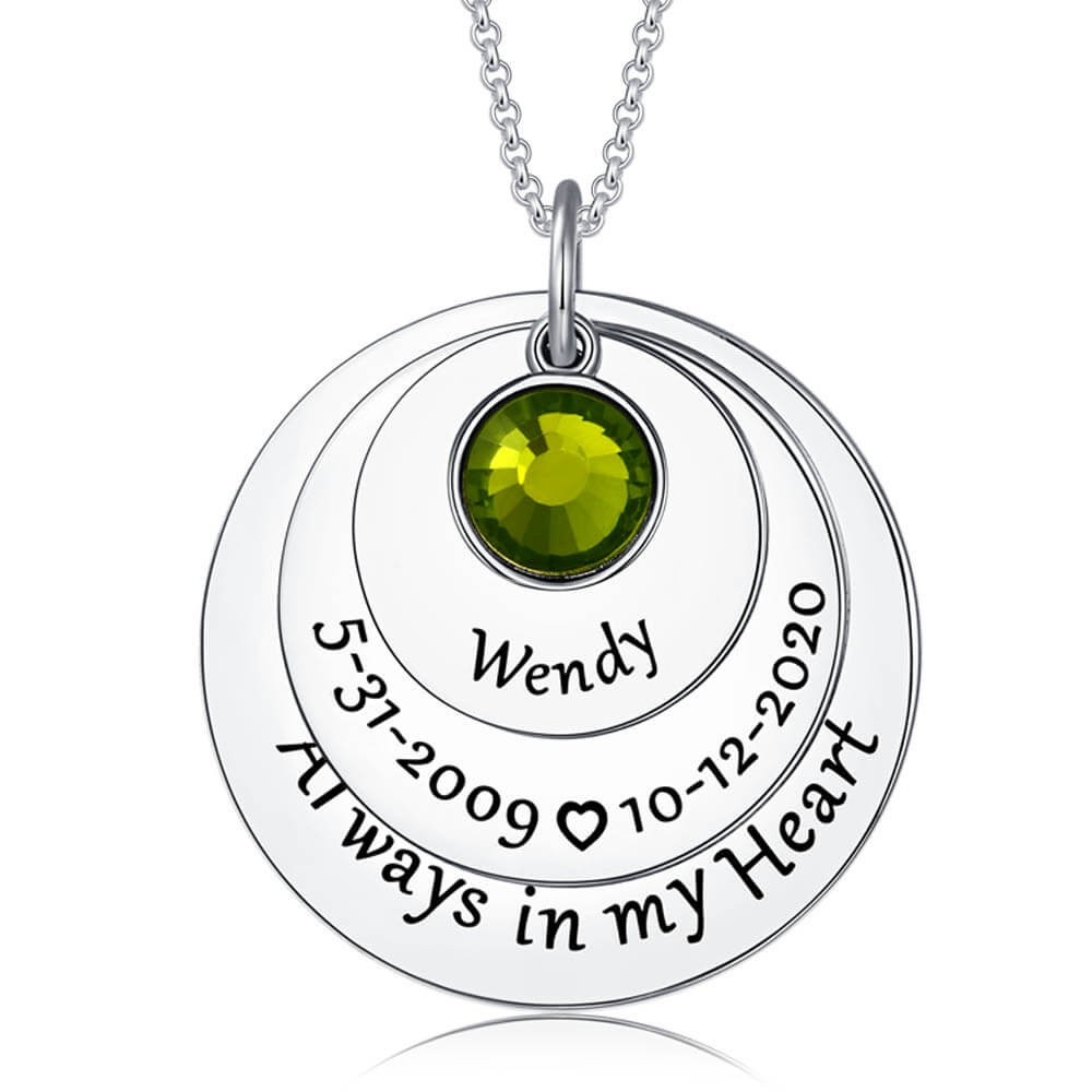 Personalised Always in my Heart Memorial Necklace