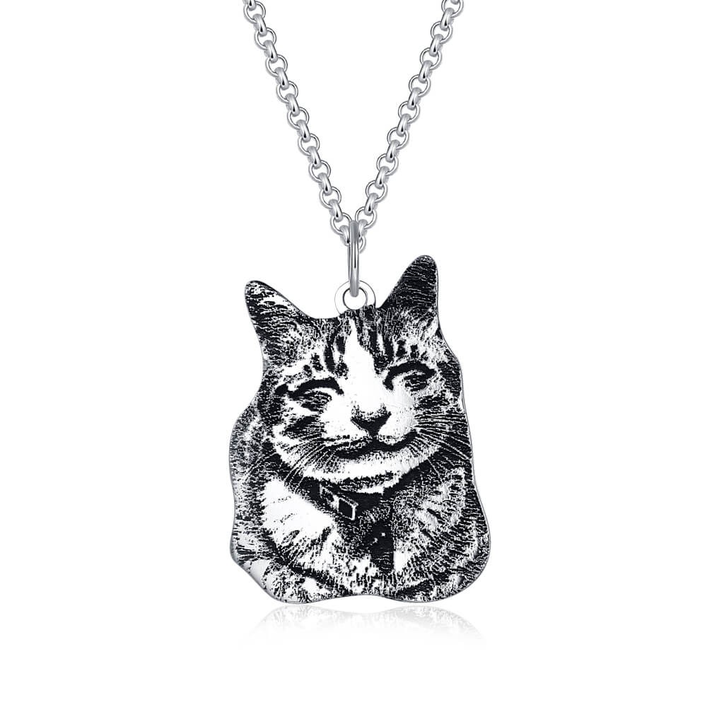 Custom Pet Photo Engraved  Necklace