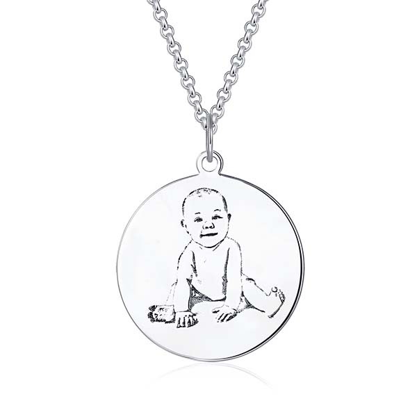 Engraved Baby Photo Necklace