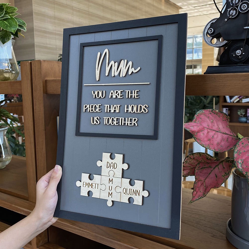 Personalised Mum You Are the Piece that Holds Us Together 1-15 Puzzle Pieces Name Sign Mother's Day Gift