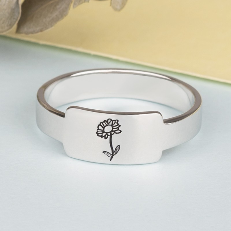 Personalised Birth Flower Ring 1-4 Birthflower