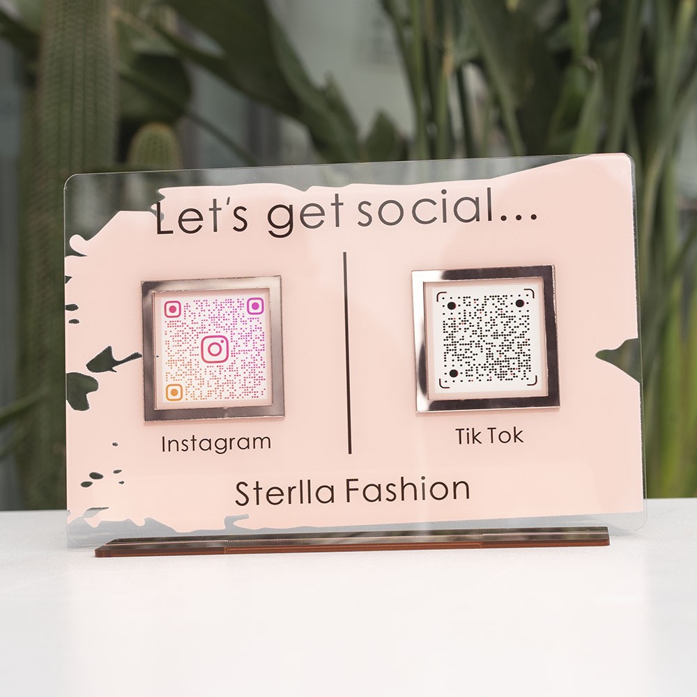 Personalised Instagram Tiktok Multi Social QR Code Sign For Pup Up Shop