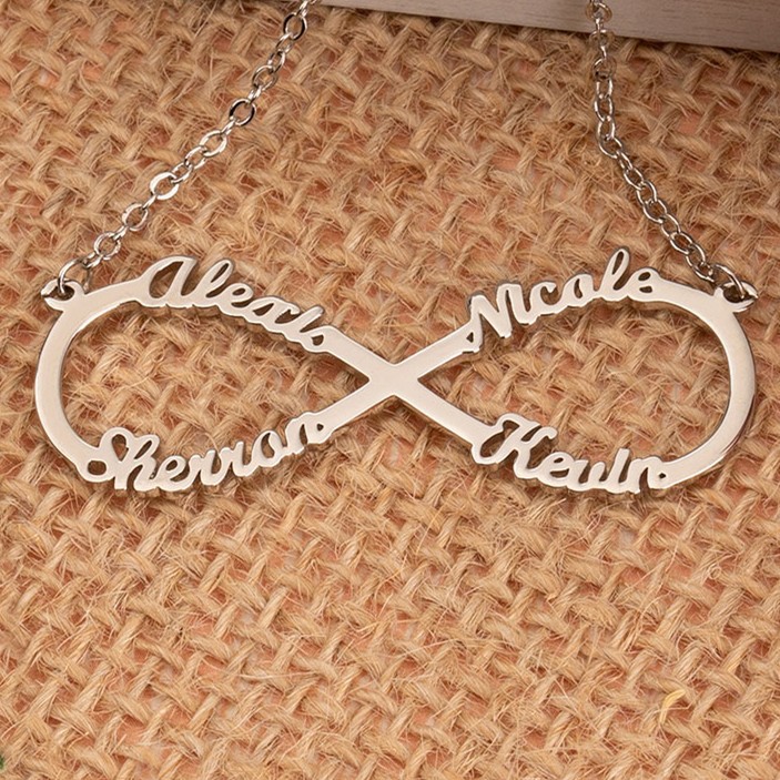 Personalised Infinity Name Necklace with 4 Names