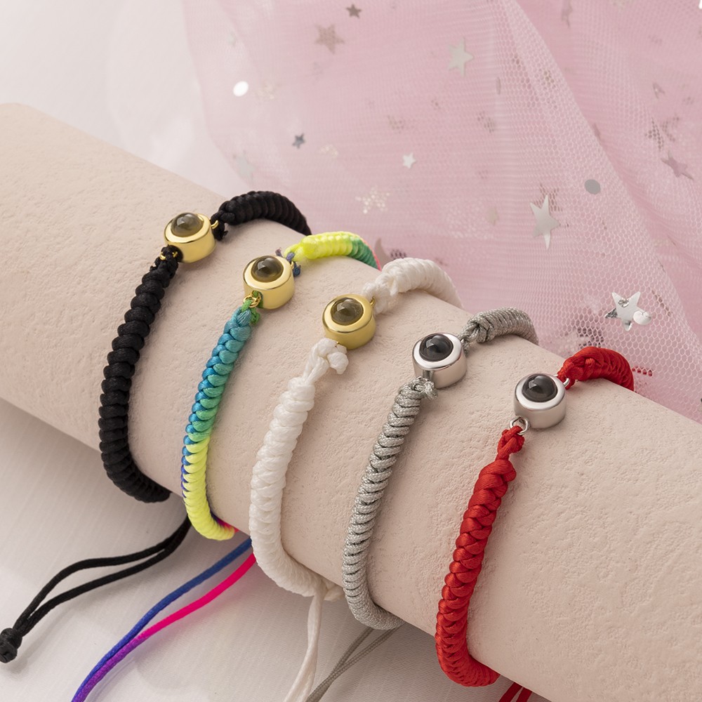 Personalised Photo Projection Braided Rope Bracelet With Picture Inside Unique Birthday Gift For Grilfriend Graduation Gift For Best Friend