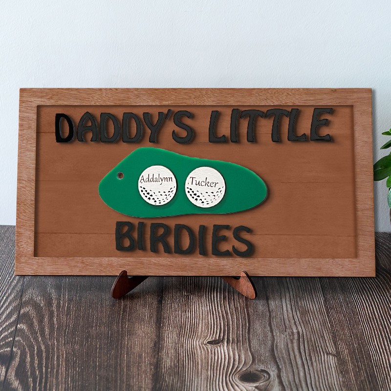 Personalised Father's Day Gift Dad's Little Birdies Wood Sign