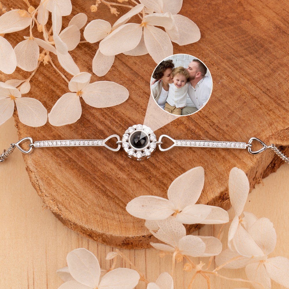 Personalised Projection Photo Bracelet with Picture Inside Gifts for Mum Wife
