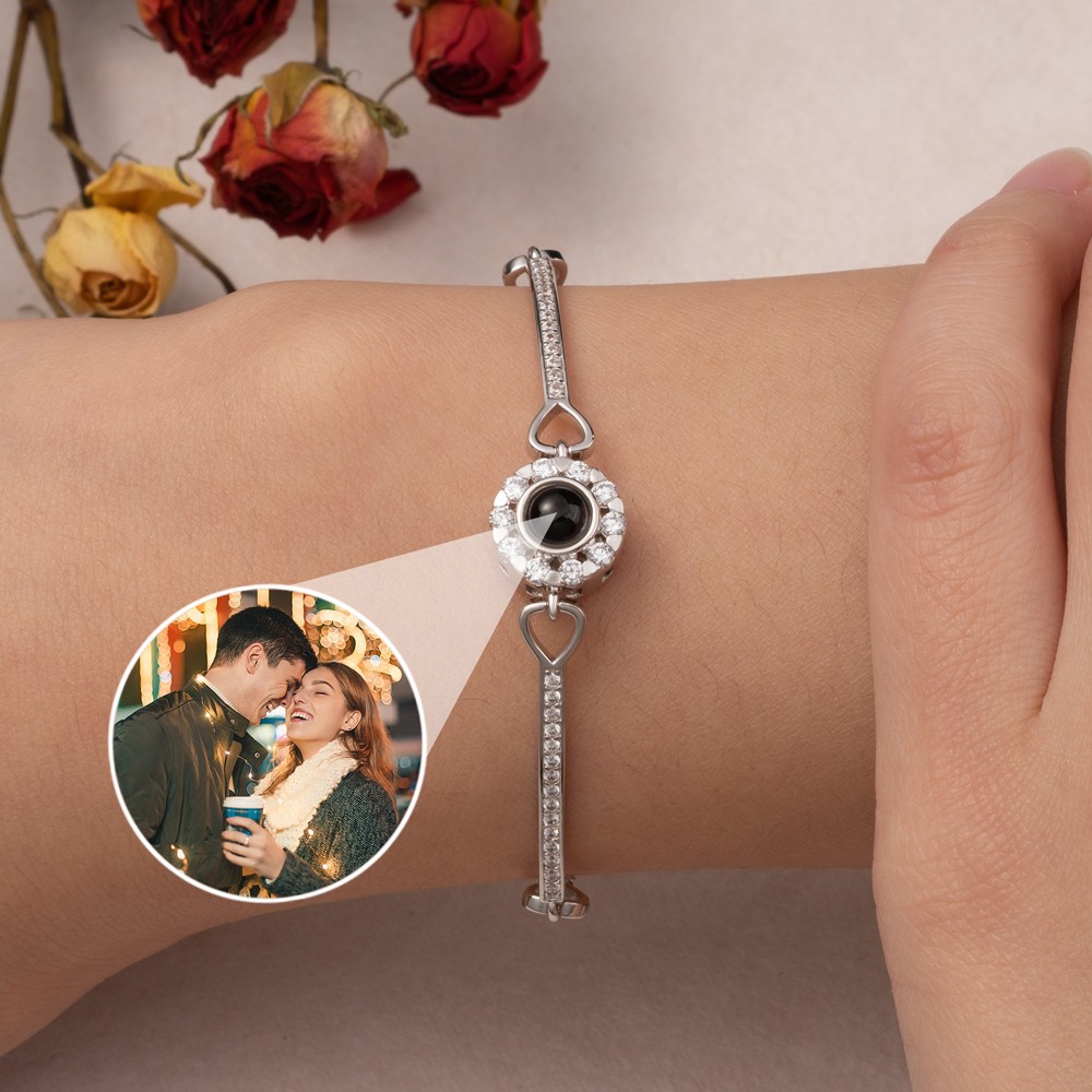 Personalised Photo Projection Bracelet with Picture Inside Gifts for Her Christmas Gift Ideas 